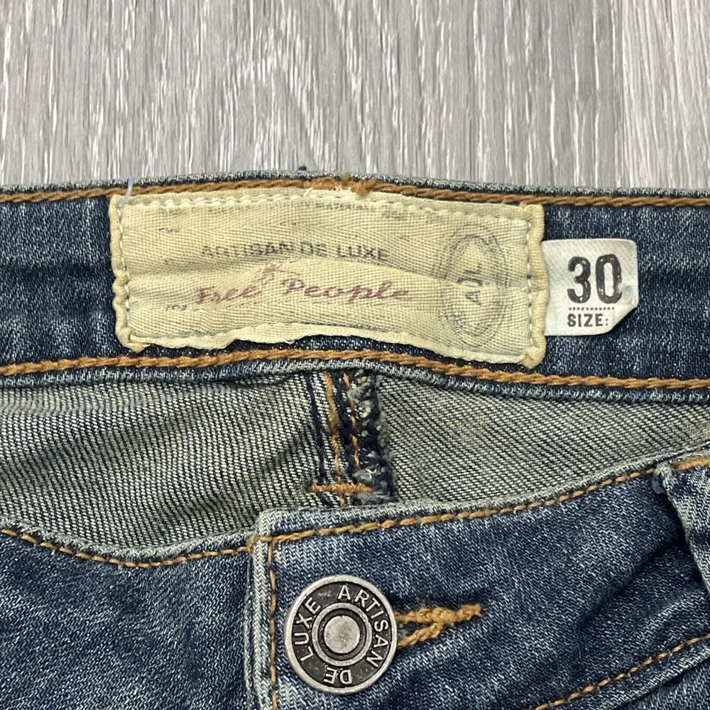 FREE PEOPLE ARTISAN DE LUXE PATCHED SKINNY JEAN BOHO FESTIVAL RARE Women Sz 30 - Picture 6 of 11